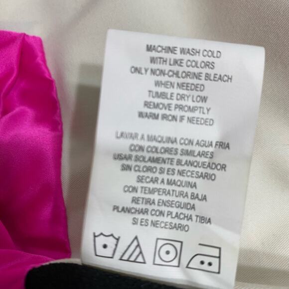 NWT Black Cropped Blazer Jacket White Accent Hot Pink Lining Longer in Front - Picture 10 of 10